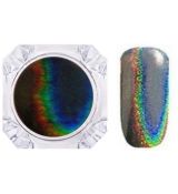 Nailtec metalický leštící mirror pudr,nový-černý s duhovými odlesky v hranaté dózičce