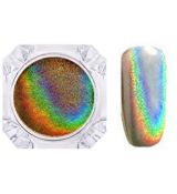 Nailtec metalický leštící mirror pudr,nový-světle hnědý s duhovými odlesky v hranaté dózičce